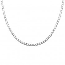 925 Sterling Silver 3mm 16" Long Cubic Zirconia Tennis Necklace