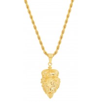 Stainless Steel Gold Tone Lion Head 24 Inches Mens Necklace