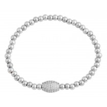 Stainless Steel Silver Tone CZ Beads Bracelet