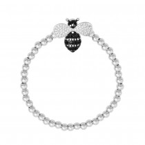 Stainless Steel Silver Tone Bumble Bee CZ beads Bracelet