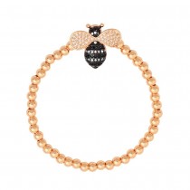 Stainless Steel Rose Gold Tone Bumble Bee CZ beads Bracelet