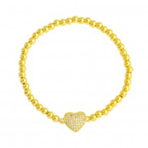 Stainless Steel Gold Tone Heart CZ beads Bracelet