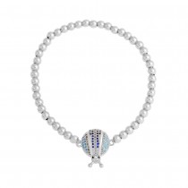 Stainless Steel Silver Tone Lady Bug CZ beads Bracelet