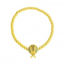 Stainless Steel Gold Tone Lady Bug CZ beads Bracelet