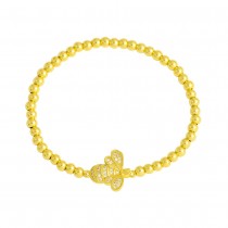 Stainless Steel Gold Tone Bumble Bee CZ beads Bracelet