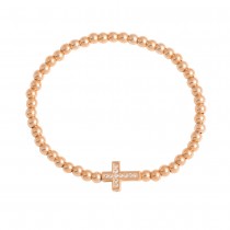 Stainless Steel Rose Gold Tone Cross CZ beads Bracelet