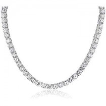 925 Sterling Silver 4mm 18" Long Cubic Zirconia Tennis Necklace