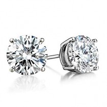 925 Sterling Silver 4mm Round Cut Cubic Zirconia 4 Prong Set Push Back Stud Earrings