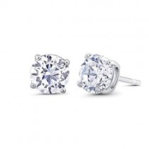 925 Sterling Silver 5mm Round Cut Cubic Zirconia 4 Prong Set Push Back Stud Earrings
