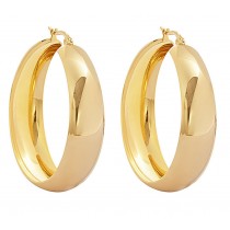 Stainless Steel Gold Tone Ladies Hoops Earrings