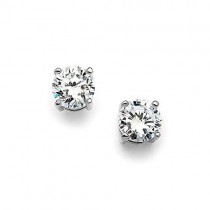 925 Sterling Silver 8mm Round Cut Cubic Zirconia 4 Prong Set Push Back Stud Earrings