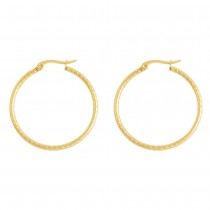 Stainless Steel Gold Tone Ladies Hoops Earrings (40mm)
