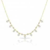 Sterling Silver Yellow Gold Plated Heart Charm Necklace With White Cubic Zirconia