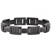 Stainless Steel Men's Matte Black Bracelet With Cubic Zirconia