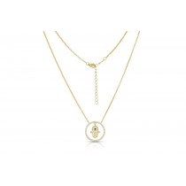 Sterling Silver Yellow Gold Plated Hamsa Necklace With CZ 16+2"