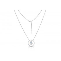 Sterling Silver Rhodium Plated Hamsa Necklace With CZ 16+2"