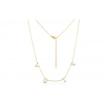 Sterling Silver Yellow Gold Plated Vote Necklace With CZ 16+2"