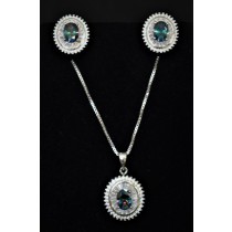 925 Sterling Silver Set With Mystic Topaz and Cubic Zirconia