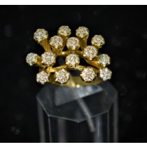 925 Sterling Silver Fashion Ring Yellow Gold Plated with Cubic Zirconia