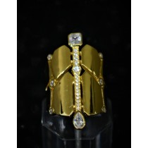 925 Sterling Silver Fashion Ring Yellow Gold Plated With Cubic Zirconia