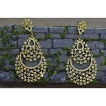 925 Sterling Silver Yellow Gold Plated Cubic Zirconia Chandelier Earrings