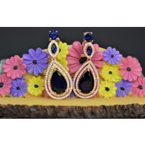 925 Sterling Silver Rose Gold Plated Cubic Zirconia and Sapphire Chandelier Earrings