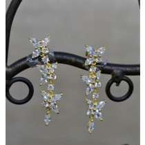 925 Sterling Silver Yellow Gold Plated Cubic Zirconia Chandelier Earrings
