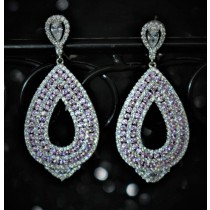 925 Sterling Silver Chandelier Earrings With White and Pink Cubic Zirconia