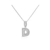 Sterling Silver Mini Baguette Initial " D " Necklace