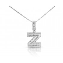 Sterling Silver Mini Baguette Initial " Z " Necklace