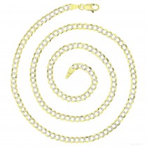14KT Gold 22" Two Tone Pave Cuban Chain 100 Gauge 3.80MM