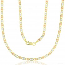 14KT Gold 16" Tricolor Valentino Star DC Chain 060 Gauge 2.75MM  