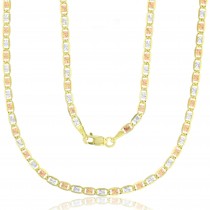 14KT Gold 22" Tricolor Valentino Star DC Chain 060 Gauge 2.75MM
