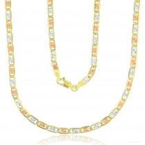 14KT Gold 22" Tricolor Valentino Star DC Chain 080 Gauge 3.55MM