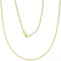 14KT Gold 18" Two-Tone Cuban Pave Chain 040 Gauge 1.70mm 