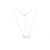 Sterling Silver Rhodium Plated Infinity Necklace With CZ 16+2"