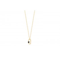 Sterling Silver Yellow Gold Plated Dainty Necklace With Black CZ 16+2"