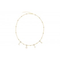 Sterling Silver Yellow Gold Plated Love Necklace With CZ 16+2"
