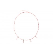 Sterling Silver Rose Gold Plated Love Necklace With CZ 16+2"