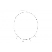 Sterling Silver Rhodium Plated Love Necklace With CZ 16+2"