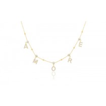 Sterling Silver Yellow Gold Plated Amore Necklace With CZ 16+2"