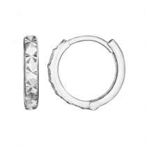 925 Sterling Silver Plain Diamond Cut Huggies Earrings