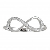 Sterling Silver Rhodium Plated Pave Infinity Ring With CZ