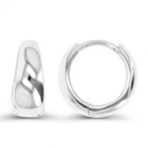 Sterling Silver Rhodium Plated Polished 12X5mm Huggie Earrings