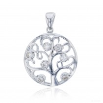 Sterling Silver Rhodium Plated Tree of Life Pendant