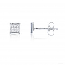 Sterling Silver 3x3 Curved Square Stud