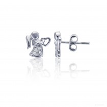 Sterling Silver Micropave Angel Stud