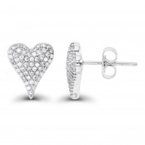 Sterling Silver Rhodium Plated Micropave Heat Stud Earrings With Cubic Zirconia Medium Size