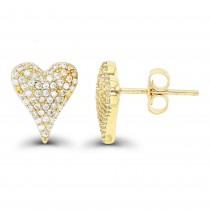 Sterling Silver Yellow Gold Plated Micropave Heat Stud Earrings With Cubic Zirconia Medium Size