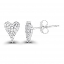 Sterling Silver Rhodium Plated Micropave Heat Stud Earrings With Cubic Zirconia Small Size